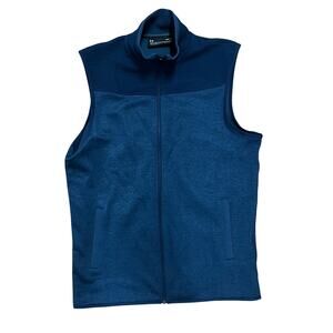 Under Armour ColdGear Loose Fit Vest Blue Medium Full Zip Pockets Navy Blue